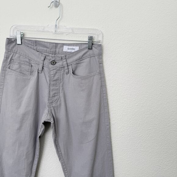 [Gustin] Light Gray Slim Straight Leg Linen Blend 5 Pocket Pants Men's Sz 31x32 - Picture 7 of 10